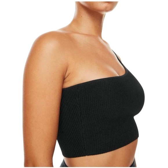 ARITZIA BABATON Black Sculpt Knit One-Shoulder Cropped Tank Top Size L - Picture 2 of 13